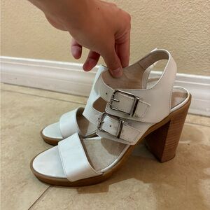 White Buckle Heels